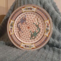 Chinese Porcelain Double Dragon Plate. 11"