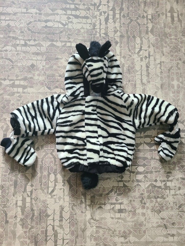 Cuddles Outerwear 18M Halloween Zebra Hooded Costume Coat with Mittons