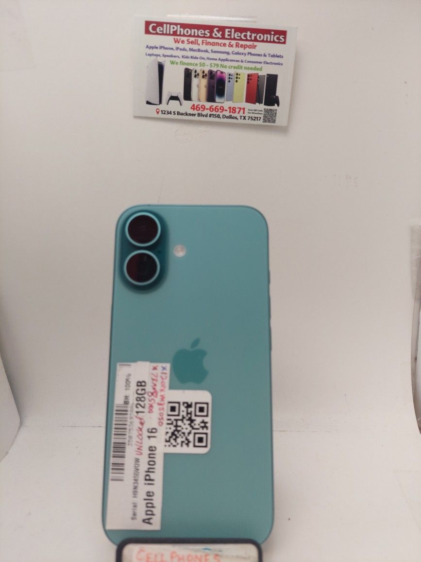 iPhone 16 128GB Factory Unlocked-On Payments With Just $50 Down + Free Case + SP