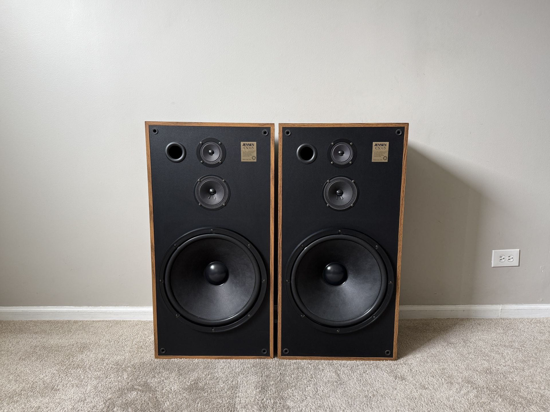 Jensen CS315 3 Way Home Floor Standing Speakers 15" Woofers