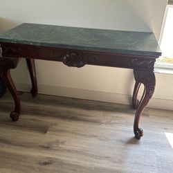 Marble Top Hand Carved Entry Table