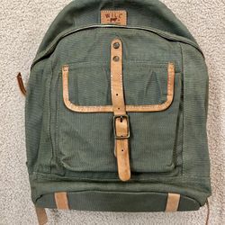 NEW Will Leather Goods Backpack Olive Green / Tan