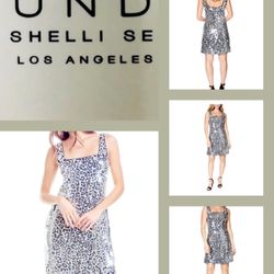 LAUNDRY by Shelli Segal Disco Sequin bling Animal Print Sleeveless Sheath/dress