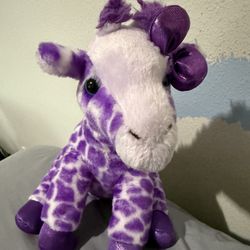 Aurora GIRAFFE Girlz Nation 12" Plush Purple Shimmer Bow Feet Stuffed Animal