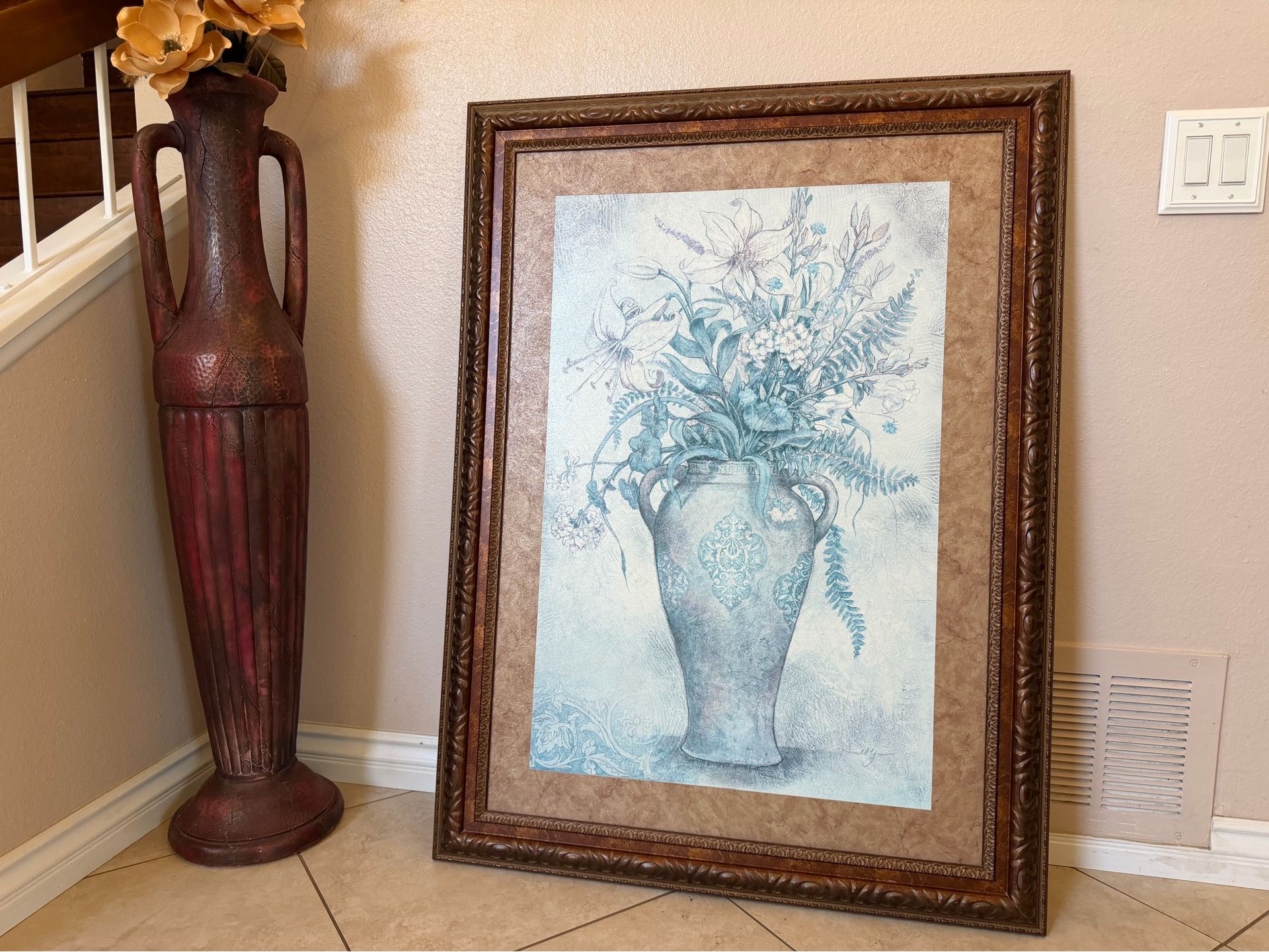 Large Framed Botanical Floral Wall Art – 2.11ft x 4ft