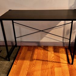 Rectangular Black Computer Desk Home Office Writing Desk with X-Shaped Metal Frame