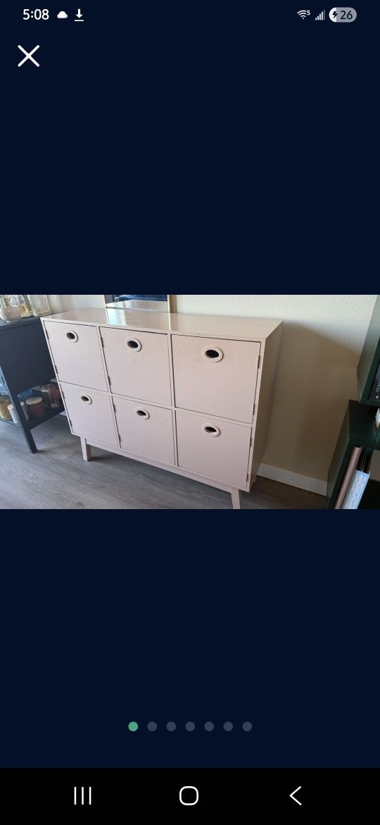 Pink Retro Cubby System With Baskets