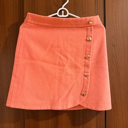 LOFT Coral Mini Skirt with Gold Buttons