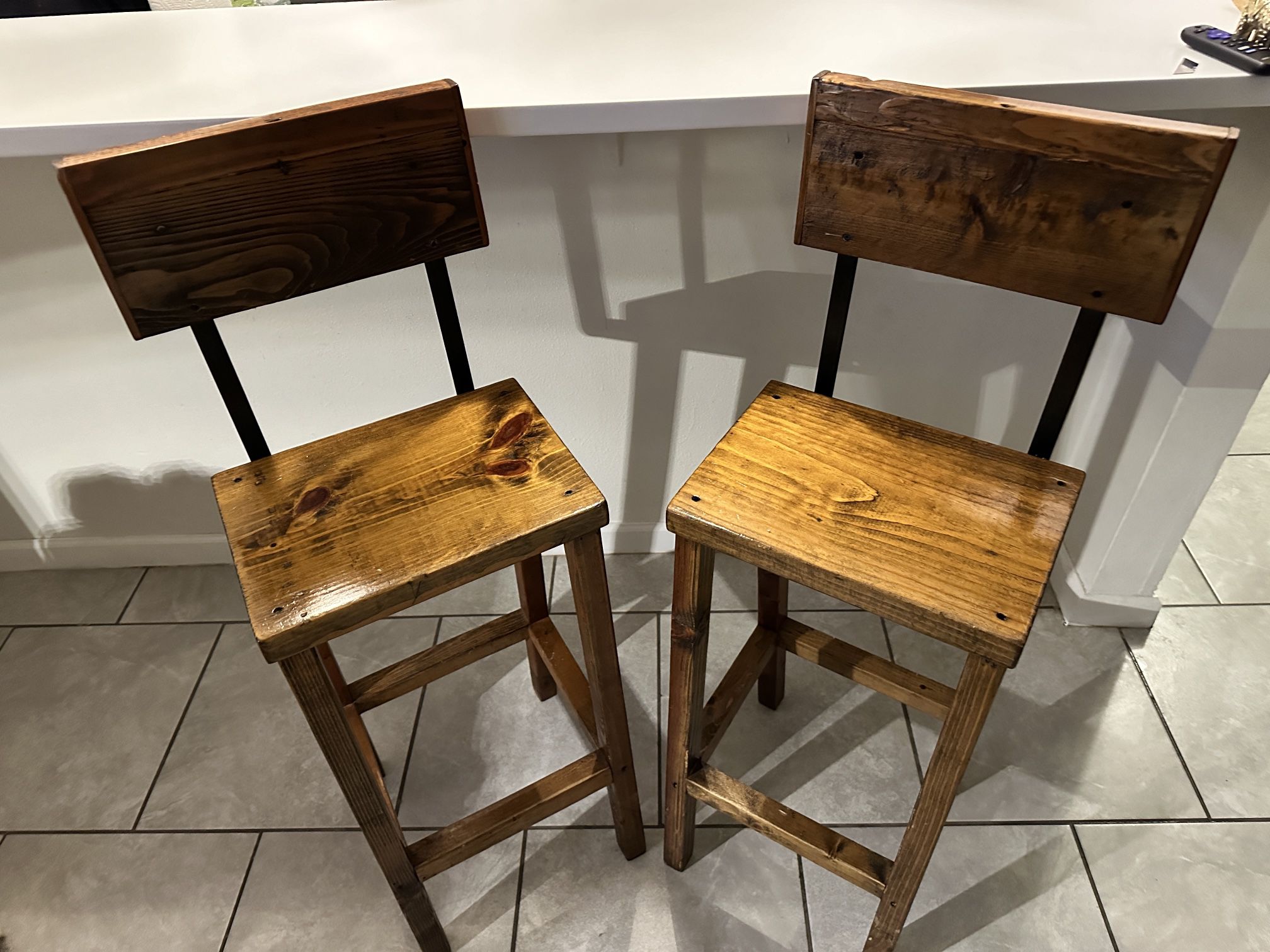 Handmade Barstools Metal Wood Counter Height Tall Rustic Distressed Custom 