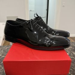 Ferragamo Astro Patent Leather Tuxedo Shoes 