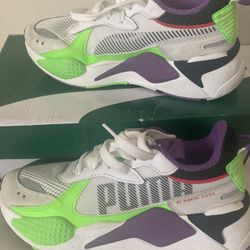 Purple & Green Boys’ Pumas Size 5c