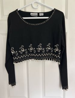 Contempo Casuals Beaded Mini Skirt and Crop Top