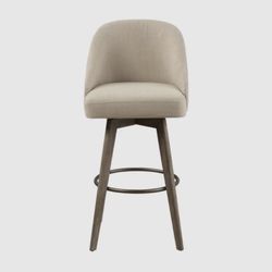 Marshall Sand Wood 30" Barstool With Back With Swivel Seat 2 Chairs