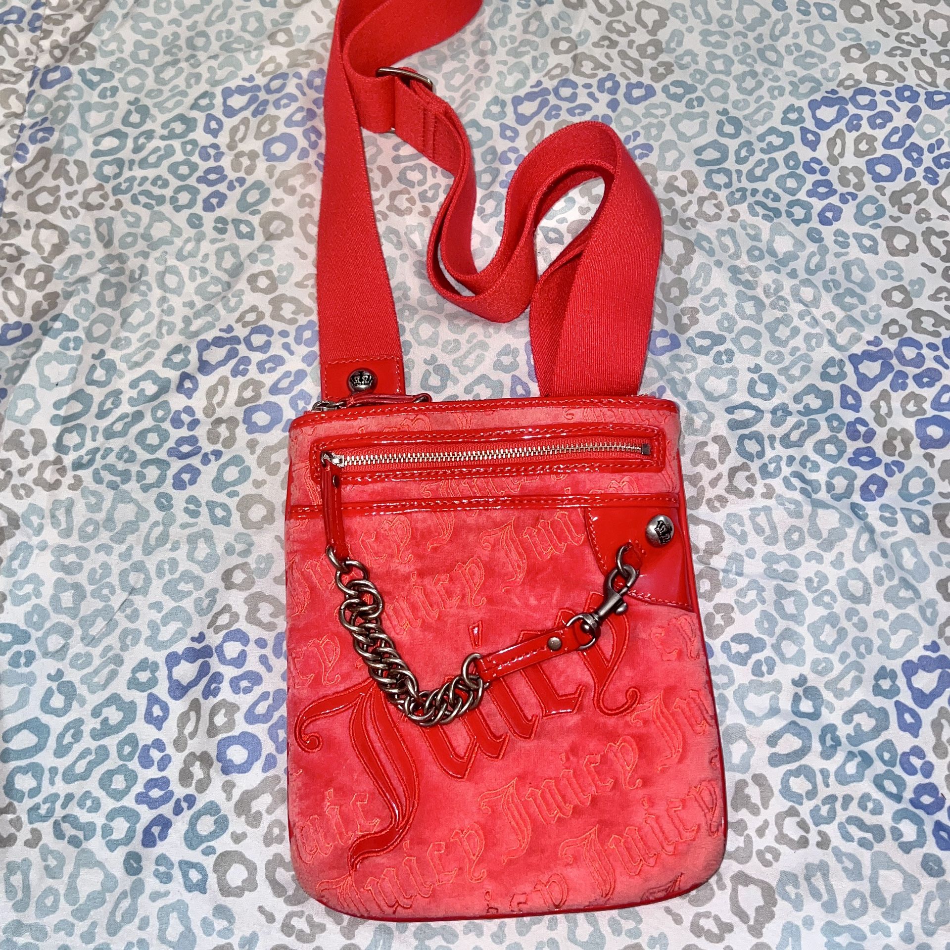 Vintage Rare Red Juicy Couture Purse Crossbody Bag Handbag Velour Y2K 