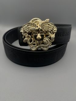 Versace Medusa Head Black Leather Belt