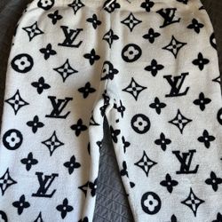Faux Fur Monogram Sweatpants