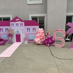 Barbie Theme Birthday, Backdrop Balloon Garland