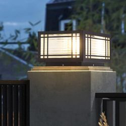 SLAWA Outdoor Post Caps Lights Modern Square Fence Pillar Lamps Waterproof Lawn Column Cap Lamp Courtyard Stainless Steel Housing Light Deck Post Ligh