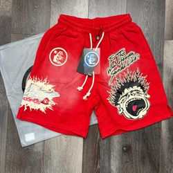 Hellstar “Is This What Heaven Sounds Like” Red Graphic Shorts