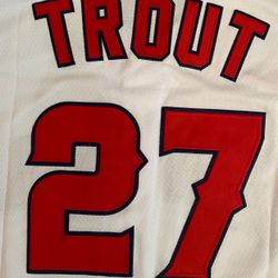  White and Los Angeles Angels Mike Trout Fully Stitched Jersey