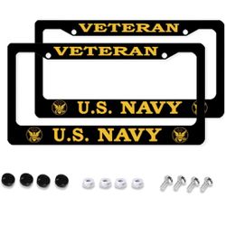 Navy License Plate Frame 2 Pcs Set
