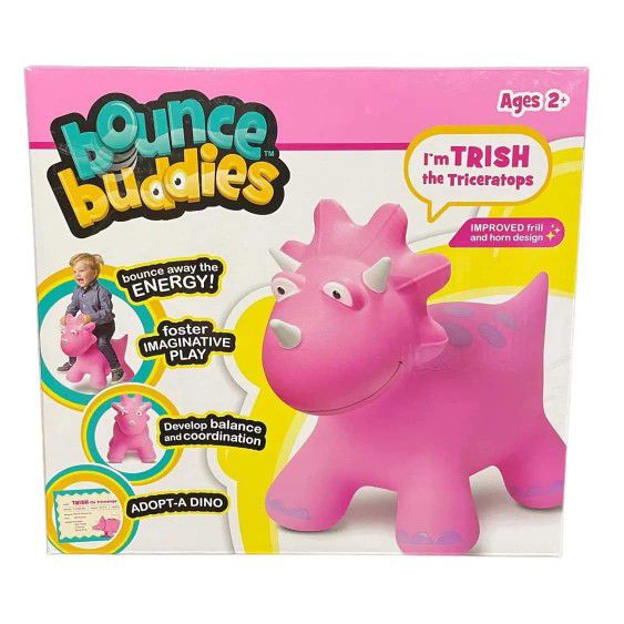 Bounce Buddies® Dino: Trish the Triceratops Ride-on Inflatable Bouncer