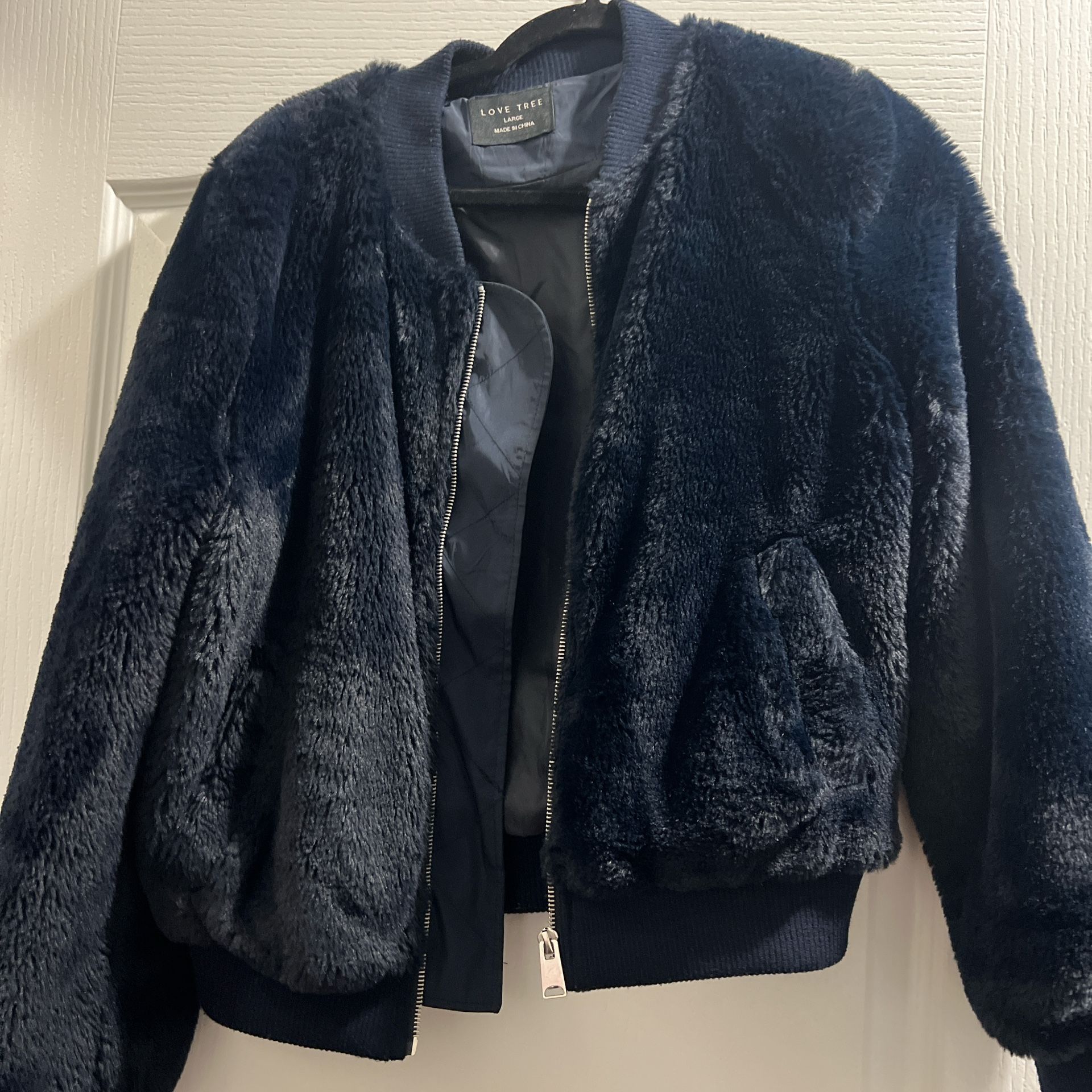 Navy Soft Bomber Jacket 