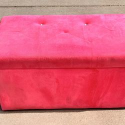 Ross Pink Felt Kids Ottoman Storage Bench (LxWxH): 32” x 16” x 18”