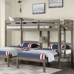 Triple bunk bed frame w/mattresses