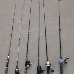 6 Fishing Rods N Reels