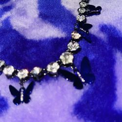 Purple Butterfly Diamond Betsy Johnson Necklace 