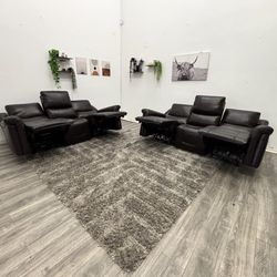 Brown Leather Recliner Couch Set - Free Delivery 