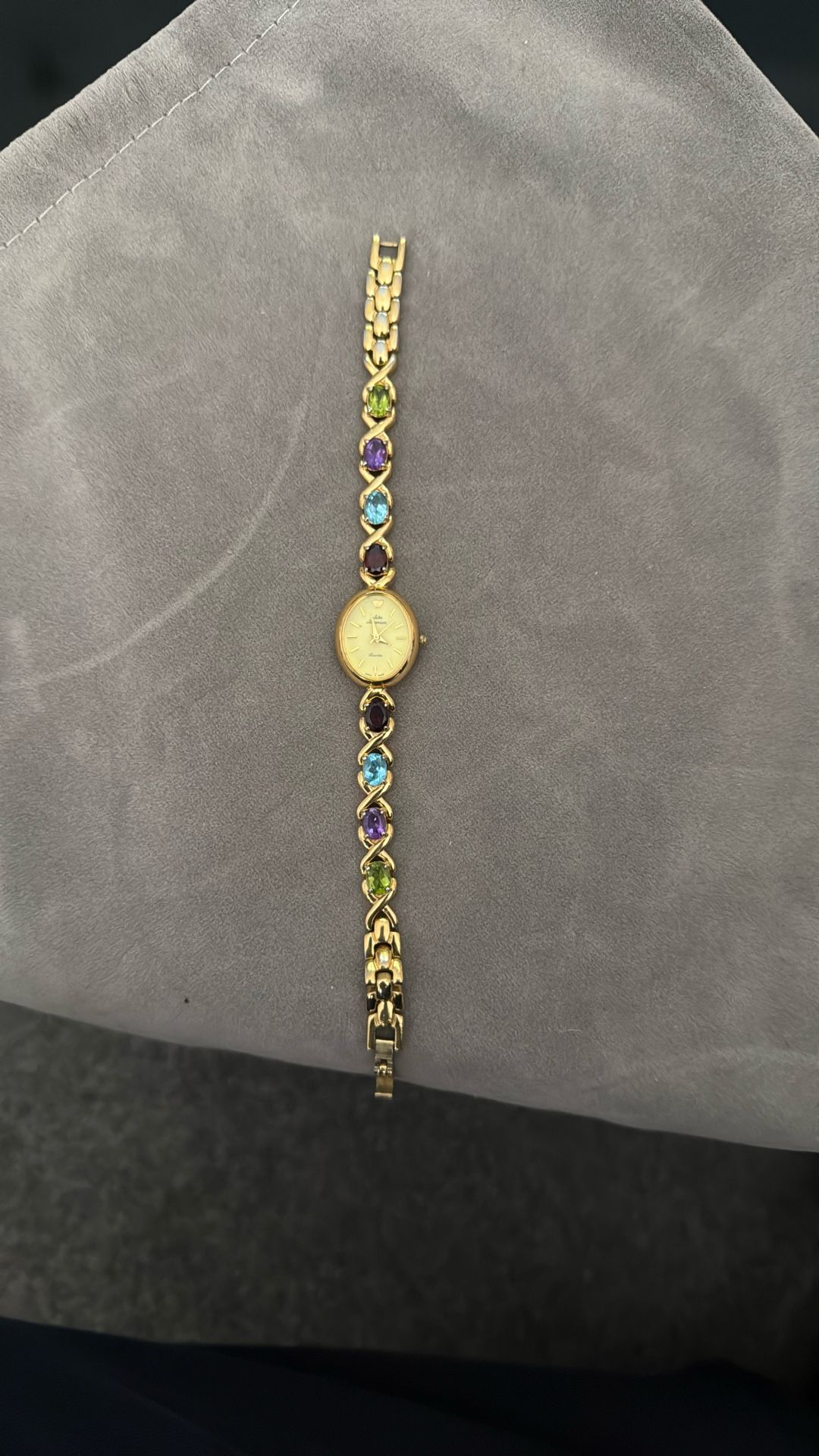 Jules Jurgensen Genuine Gemstones Ladies Watch Gold plate new battery 6.5
