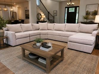 Like New Macy's Radley Beige 5 Piece Sectional Sofa