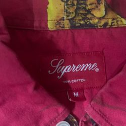 Red Supreme Button Up Dress Shirt