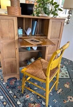 1930s Scottish Oak Cottage Cabinet with Drop Front Writing Desk