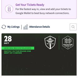 TWO tickets To Tonight's Sounders Game