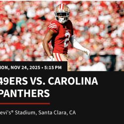 MNF! 49ers v Panthers Tickets with Parking Pass!!