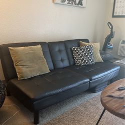 Black Leather Futon 