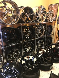 New rims and tires mounted and balance and alignment free finance available zero Down 😍 no credit needed 💯 days same cash 💰