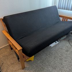Wooden Futon with Memory Foam Mattress