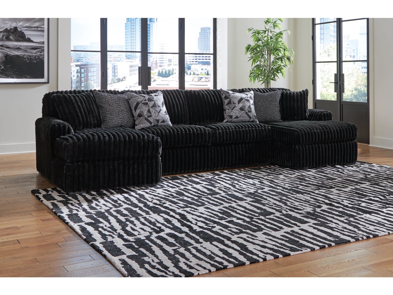 Midnight-Madness 3-Piece Sectional with Chaise By Ashley Furniture $1599 NEW 