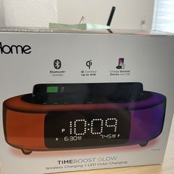 iHome Wireless Charging Alarm Clock with Bluetooth Speaker 