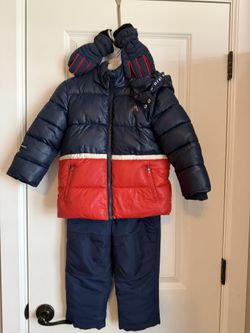 Winter Ski Gear: Size 4 Coat, Bibs (3T), Gloves