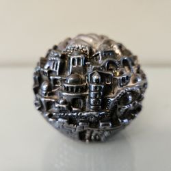 Judaica - Sterling Jerusalem Paperweight by Sam Philipe Vintage 1996
