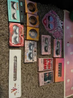 Mixed Lot False Lashes and Press-On Nails