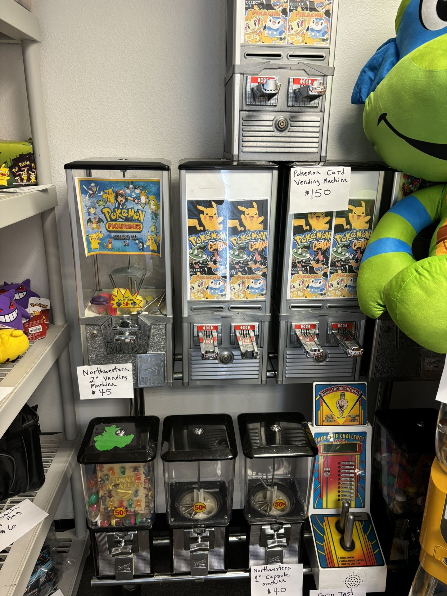 Start a Pokemon Toy vending machine business plush toys super mario comic books