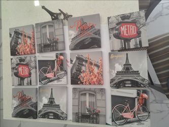 12 Paris theme pictures + 2 Eiffel Tower
