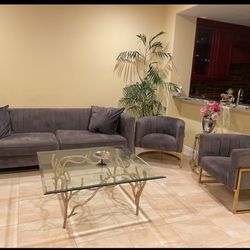 Gray Sofa And 2 Side Chairs