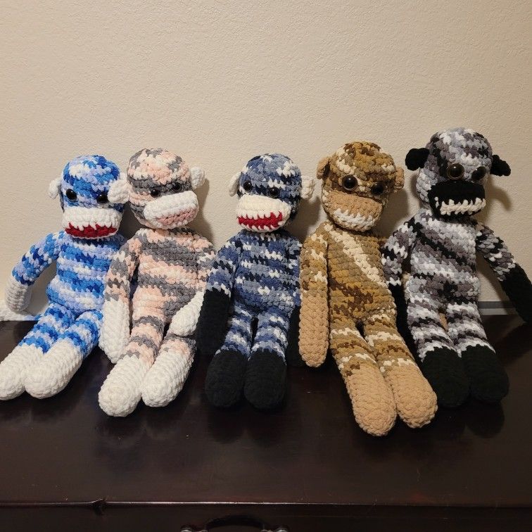 Sock Monkey Plushie Crocheted